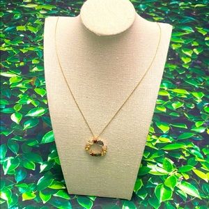 EUC Loft Gold Lavender & Rose Multi Gem Pendant Necklace